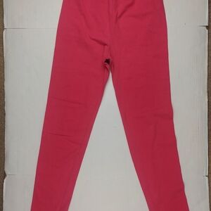 Hot Pink 90s Leggings 100% Cotton Knit 80s Workout Aerobic Style Ankle Length